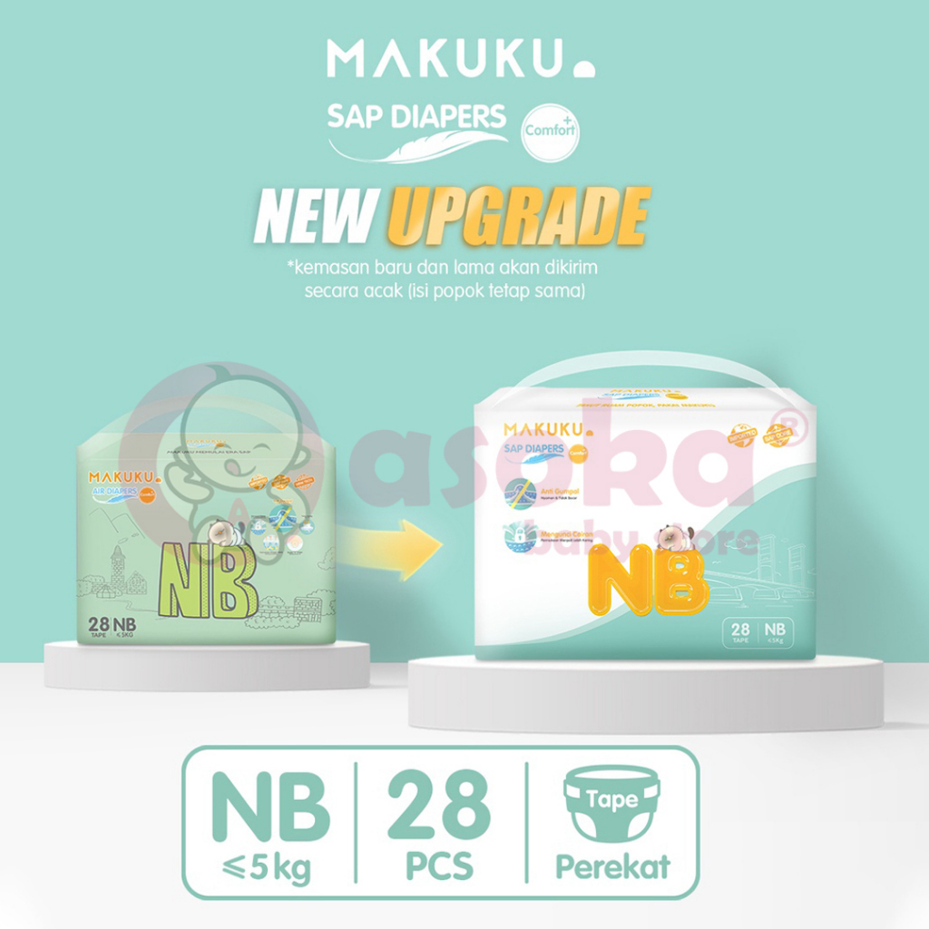 MAKUKU SAP Diapers Comfort+ Tape / Pants NB28 S36 L32 Xl32 XXL28 - Popok Bayi ASOKA