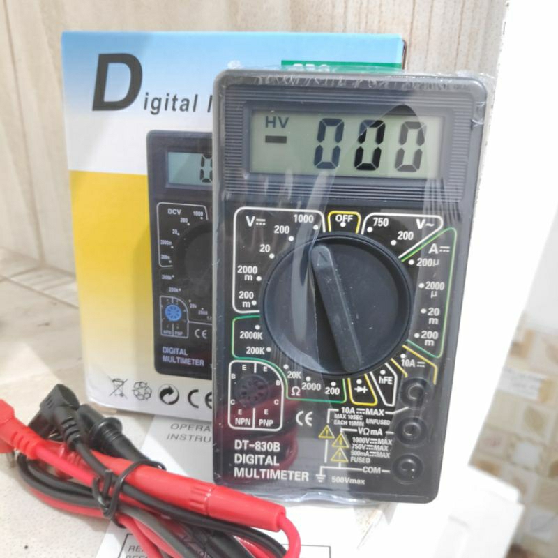 avometer digital DT-830B Multimeter DT830B digital Multi meter DT-830 Volt meter Cek arus dan tegangan resistor