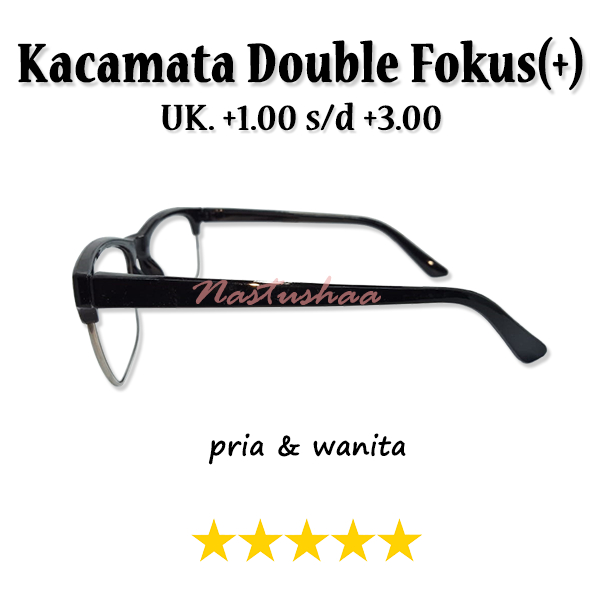 Kacamata Baca 2 Fungsi (BIFOKAL) Untuk Baca Dan Jalan Tersedia Ukuran +1.00 s/d +3.00 Gagang Hitam Frame Semi Rimless