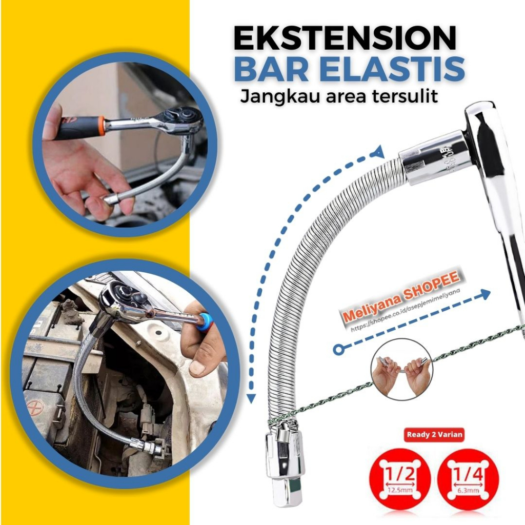 ORIGINAL Adaptor Kepala Kunci Pas Shock Ratchet Flexible Elastis