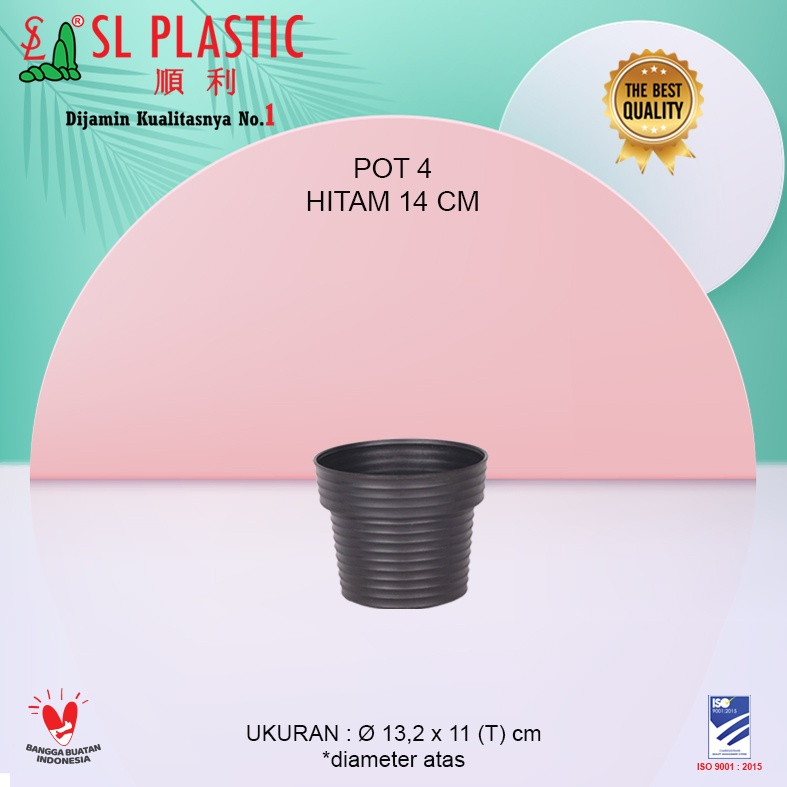 Pot Bunga / Pot Tanaman Warna Hitam 14cm, 17cm SL PLASTIC