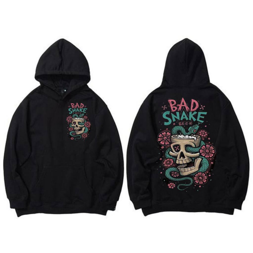 Bad Snake - Hoodie Pria Wanita Warna Hitam Motif Simple - Sweater Distro Hoodie Gambar BAD SNAKE