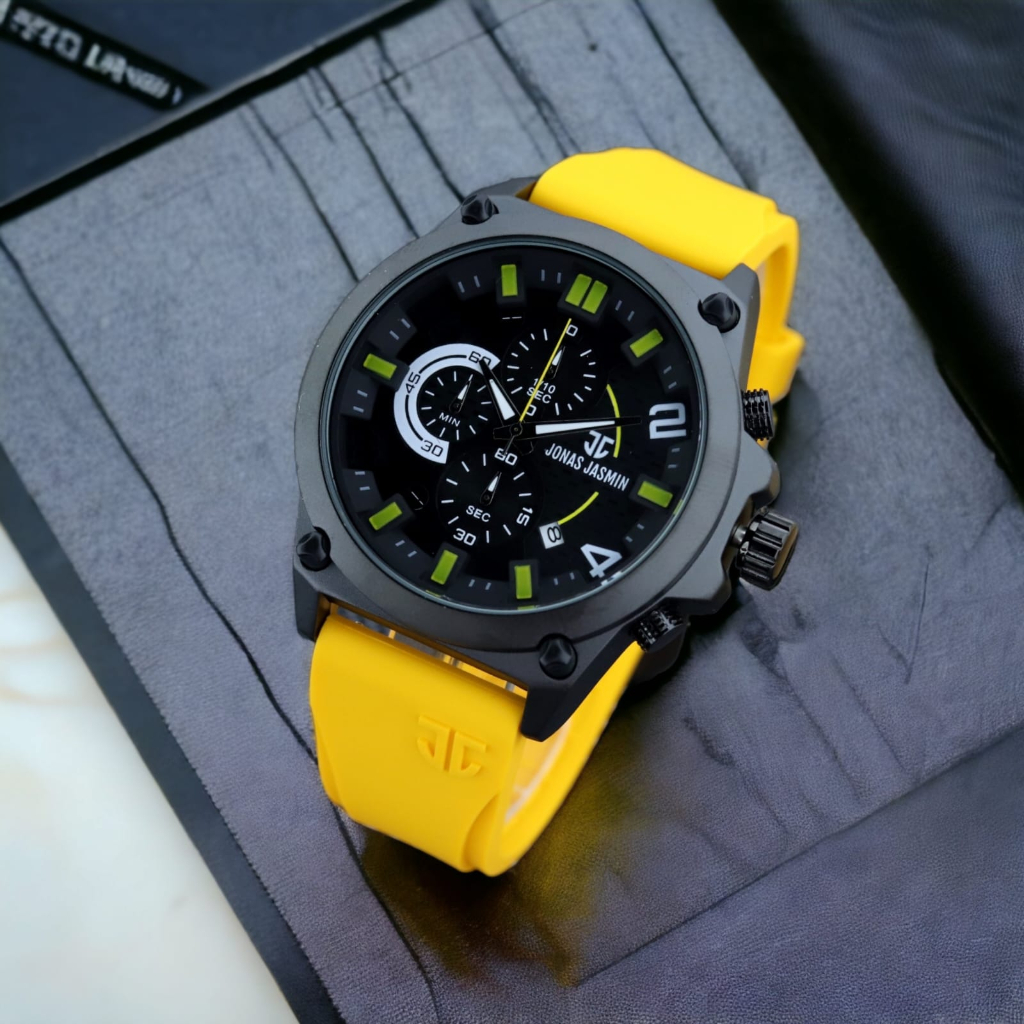 Jam Tangan Jonas Jasmin JJ-5327L Strap Karet Tanggal &amp; Chronograph Aktif inc.Box &amp; Kartu Garansi Original