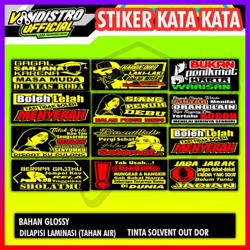 stiker kata kata viral / stiker kata truck / stiker motor / stiker helem ( Glossy )