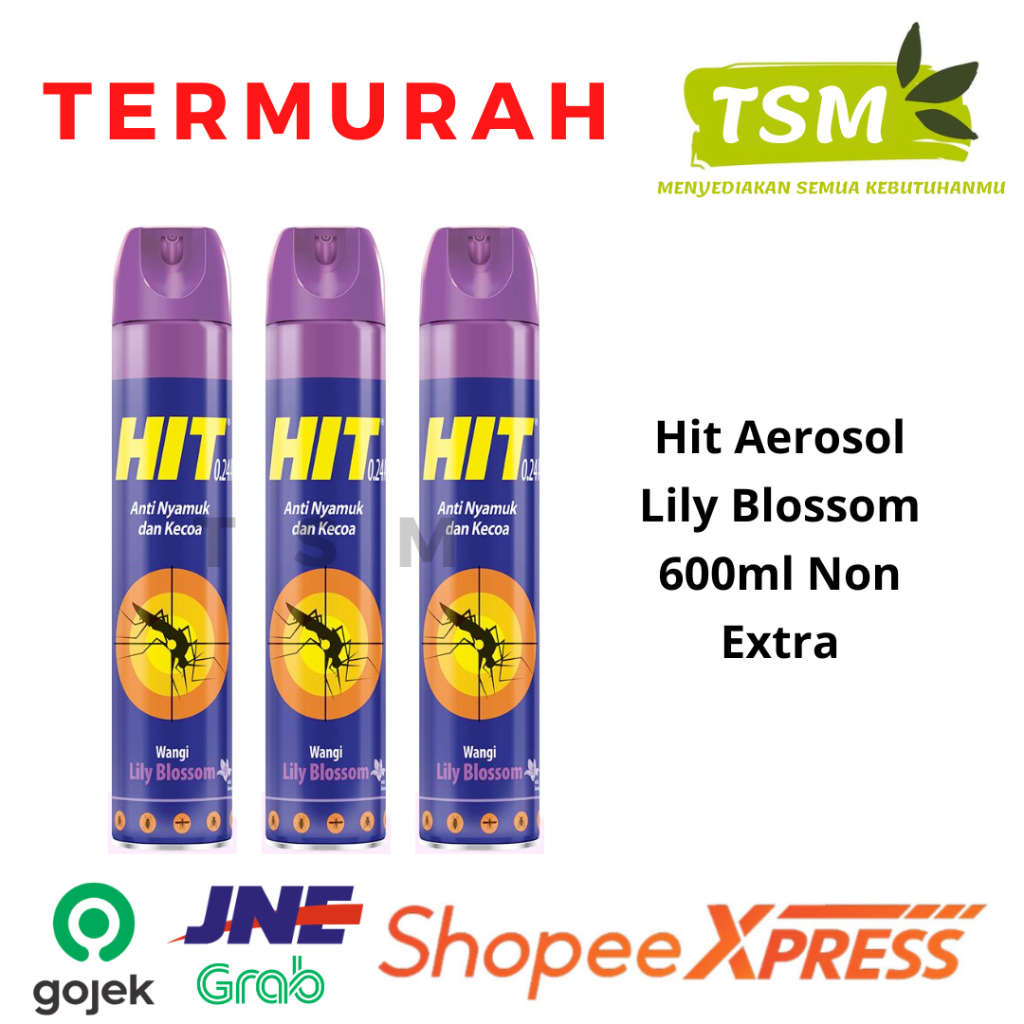 Hit Aerosol Anti Nyamuk 600ml Orange | Lily Blossom | Fresh Citrus | Green Forest