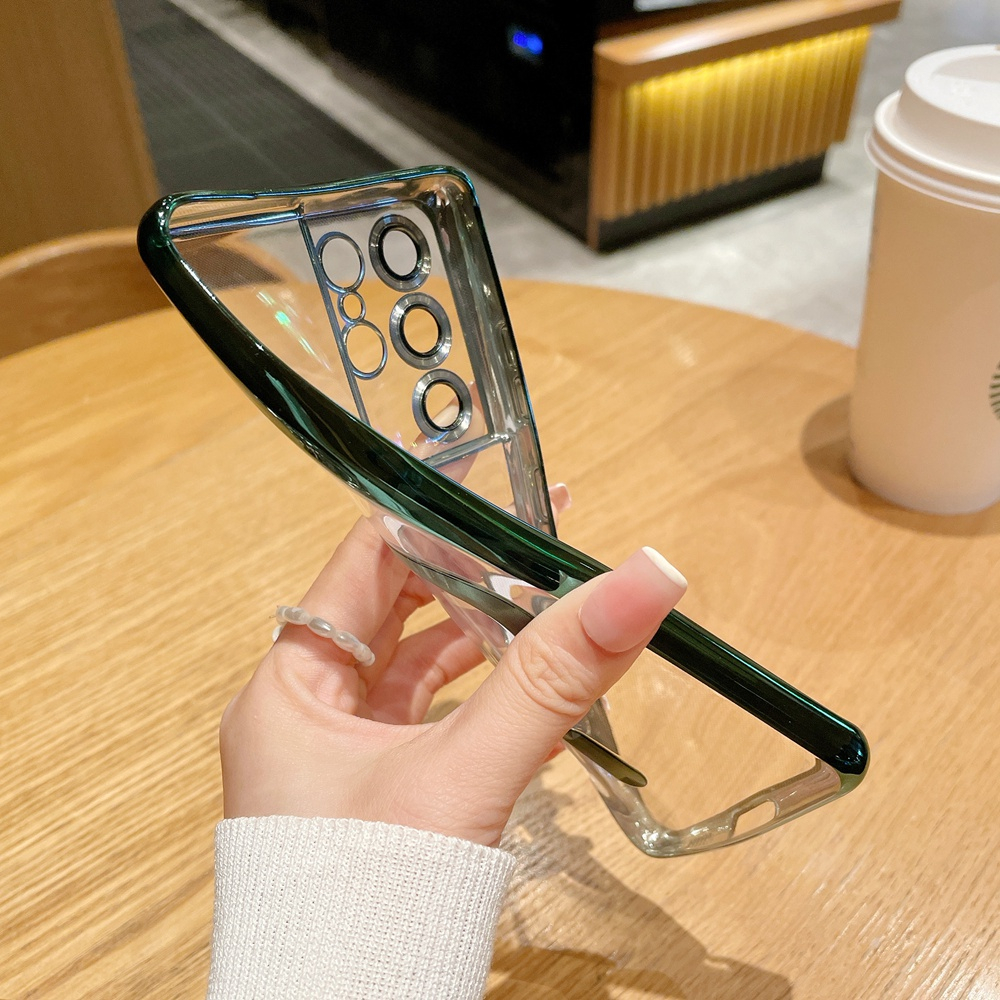 Case Samsung S22 S22 Plus S22 Ultra S23 S23 Plus Silikon Motif Bening Clear Plating Magsave Mewah So