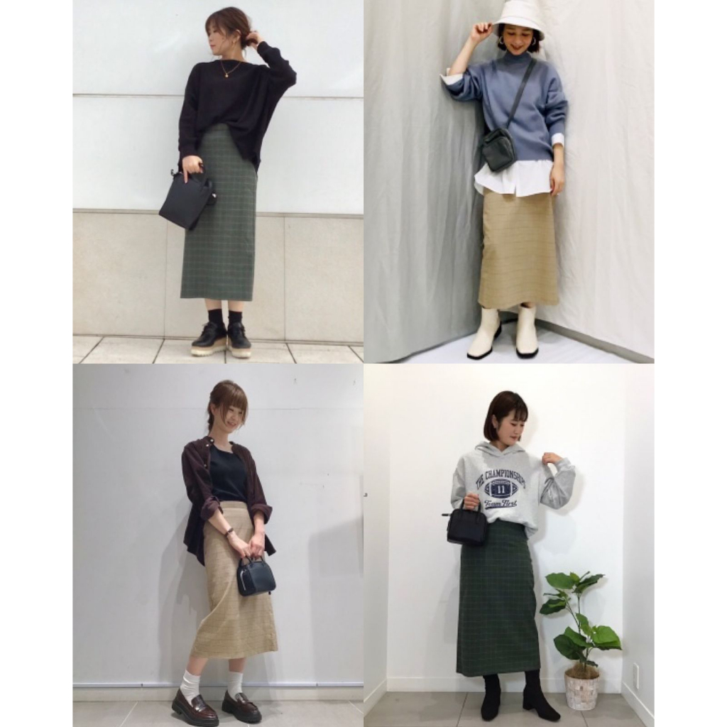 GU Uniqlo Check Narrow Skirt