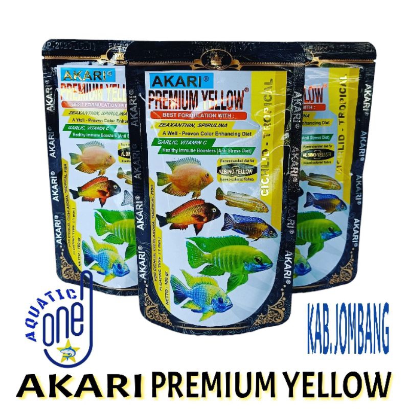 AKARI PREMIUM YELLOW 100 Gram pakan ikan hias colour booster peningkat warna ikan aquarium akuarium