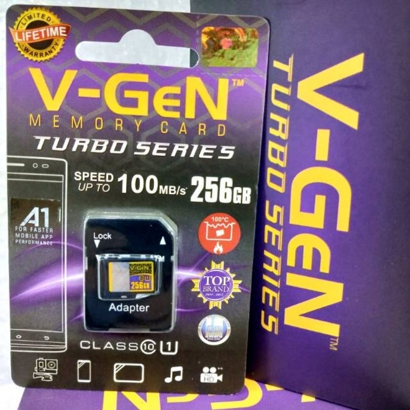 MicroSD V-GeN Turbo 256GB + Adapter Class 10 Memory Card GROSIR BY.SULTAN ROXY