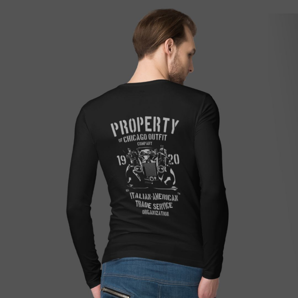 Kaos Vintage Classic Retro Al Capone Chicago Outfit Long Sleeve
