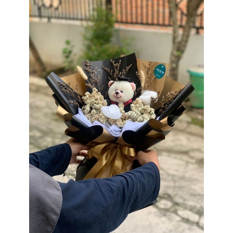 [Galeri Kadoku] Buket Boneka Wisuda Mix Bunga Edelweis / Kado Wisuda / Buket Wisuda