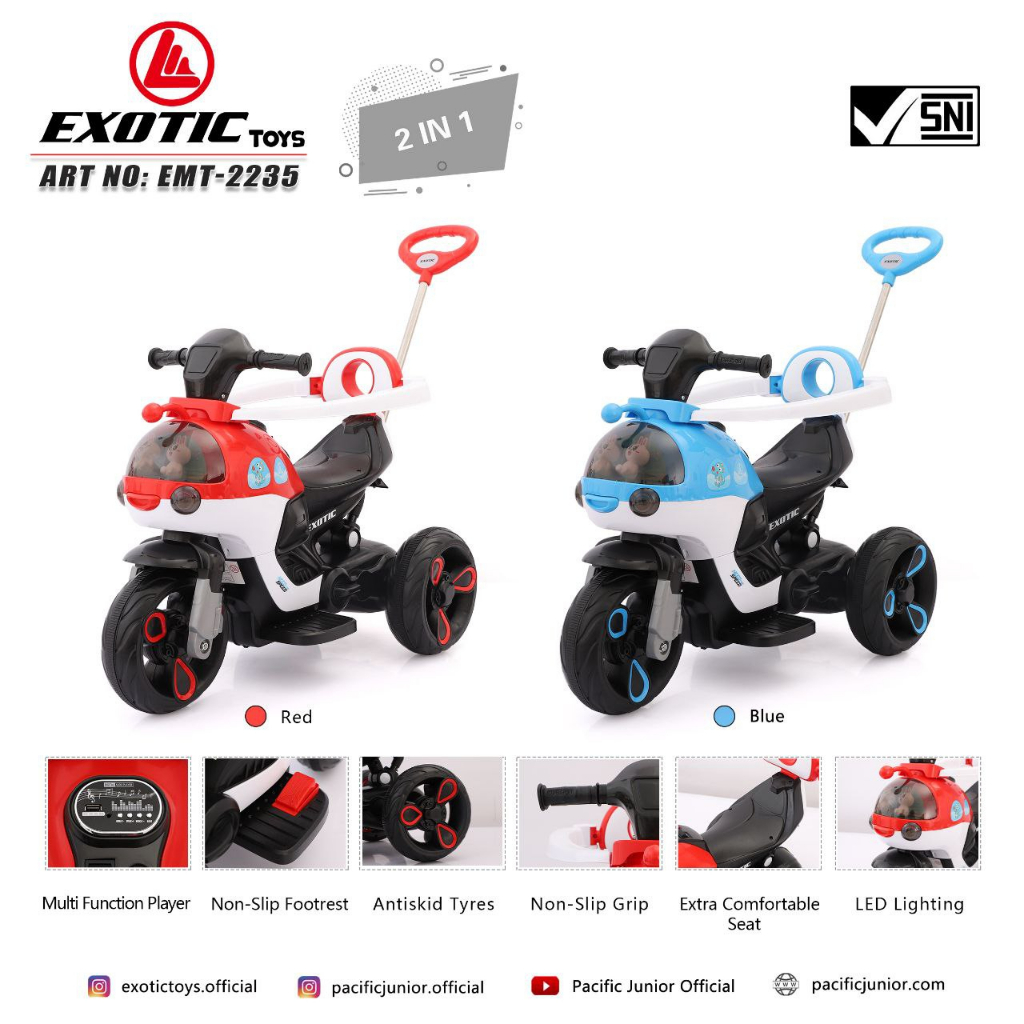 Motor Motoran Aki EXOTIC EMT2235 (2 in 1) Aki & Stir Mainan Anak
