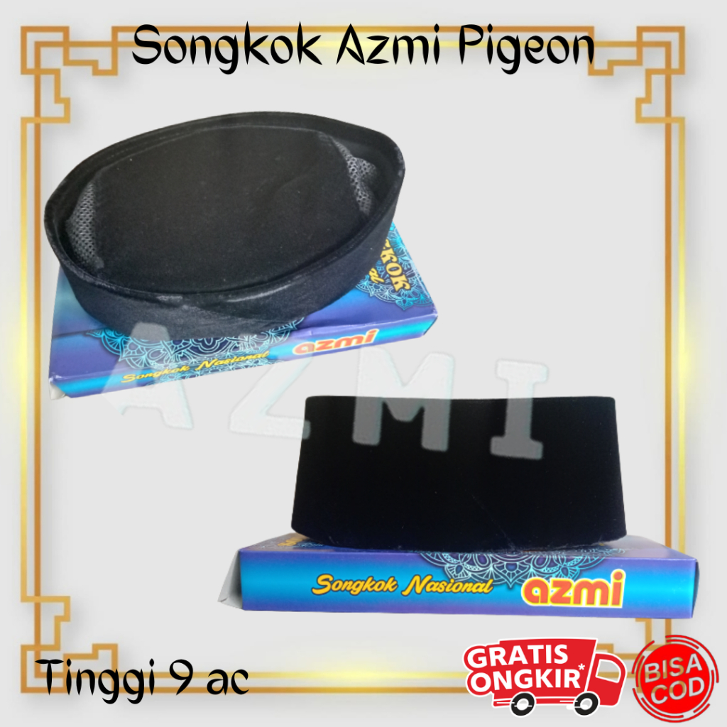 Songkok Nasional Songkok Azmi Tinggi 9 AC Bahan Beludru Pigeon Kualitas Premium