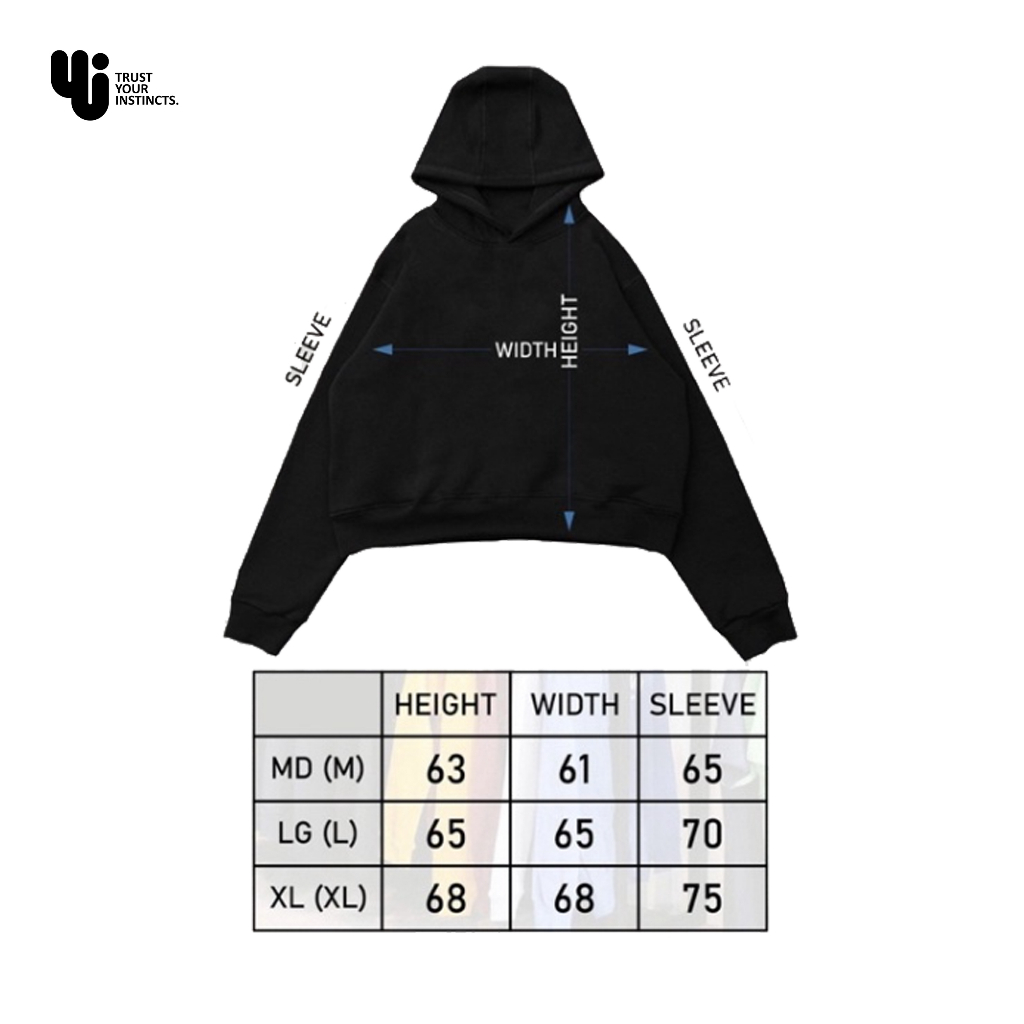 Hoodie Crop Black Oversize Unisex