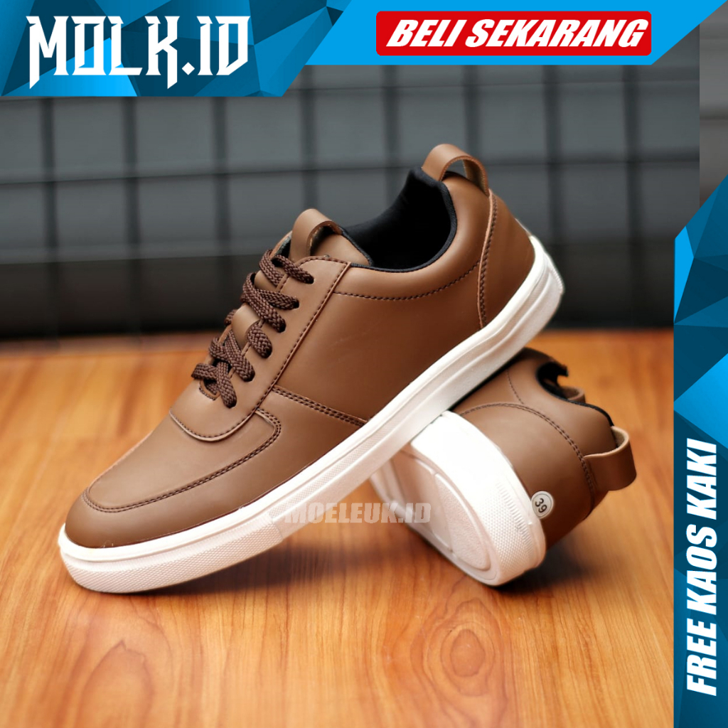 MOLK|Sepatu Sneakers Kasual Pria Kulit Syintetis Ori Footwear Sneakers Hitam Tali Kets Santai