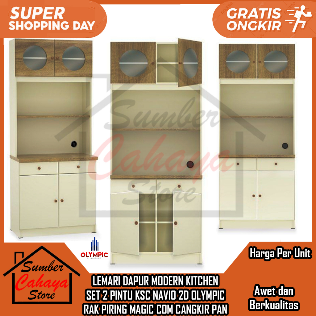 [Instan] LEMARI DAPUR MODERN KITCHEN SET 2 PINTU KSC NAVIO 2D OLYMPIC RAK PIRING MAGIC COM CANGKIR P