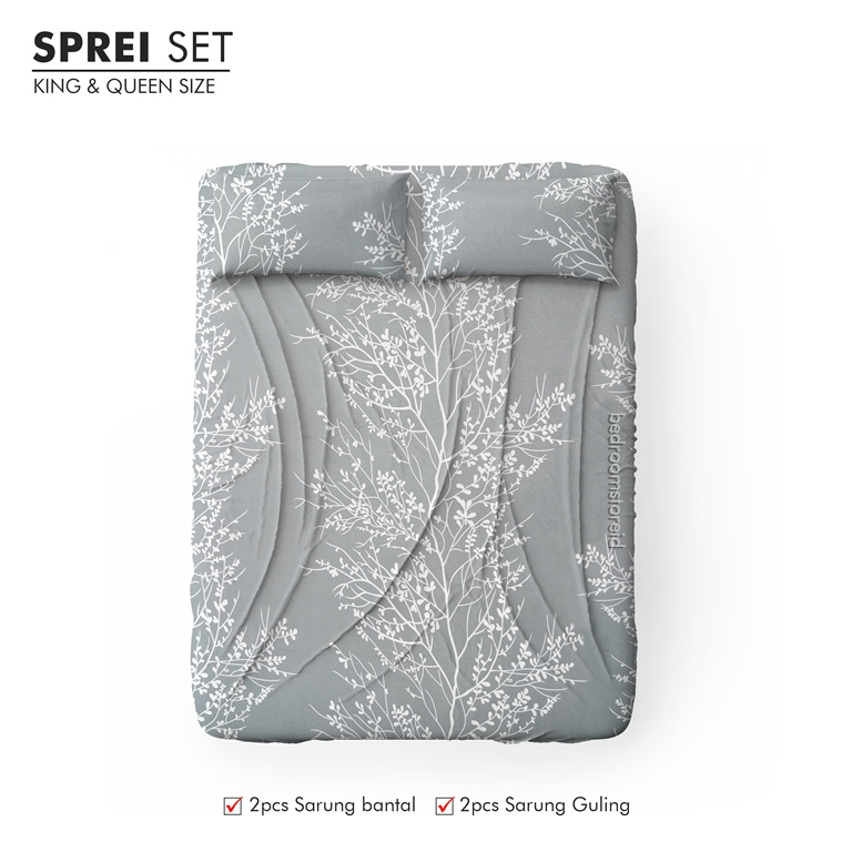 Sprei Aesthetic Motif Jeju Grey | Ala Korea Sudah Termasuk Sarung Bantal Guling