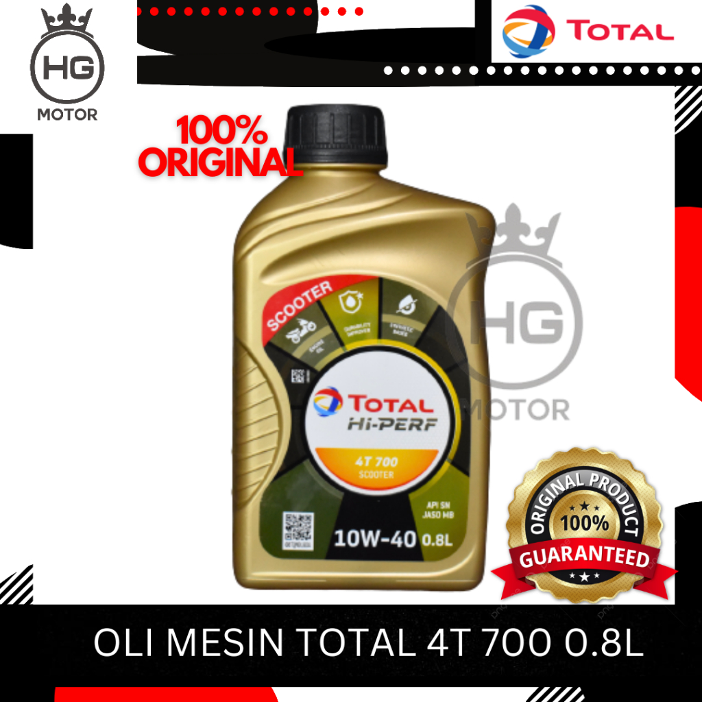 OLI Mesin Motor TOTAL hi perf 4T 700 10w 40 0.8Lt 10w40