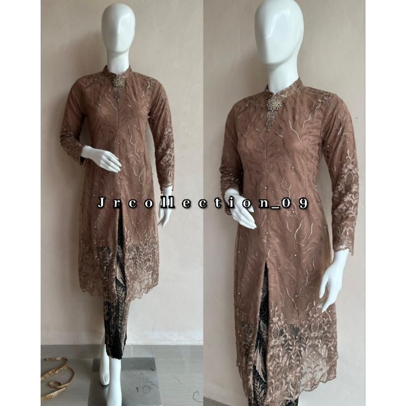 ( C O D ) Setelan Kebaya tunik kerah sanghai / Kebaya Tunik seleting depan / Kebaya Modern / kebaya Pesta / Kebaya Terbaru