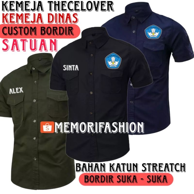 KEMEJA CHECLOVER CUSTOM BORDIR SATUAN / KEMEJA DINAS BORDIR / KEMEJA KERJA BORDIR