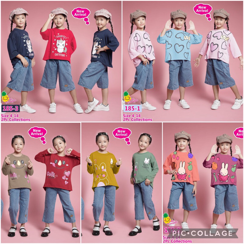 SET KULOT JEANS 2172/1852 sz 4-9 thn merk Little Pineapple