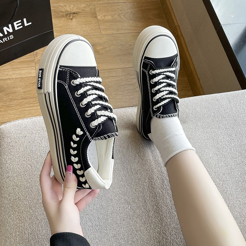 AVANCEID 1956 Sepatu Sneakers Wanita Canvas Kerja Sekolah Hitam Import