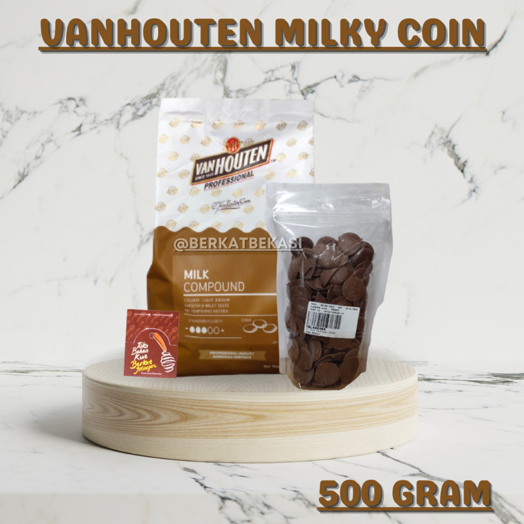 

VAN HOUTEN COKLAT MILKY COMPOUND COINS KEMASAN / MILKY / 500 GR