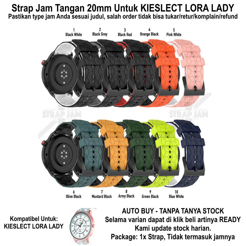 ZQT Strap 20mm Kieslect Lora Lady - Tali Jam Silikon Rubber Quick Release