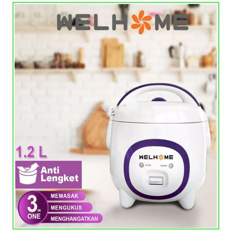 Rice Cooker / Magicom Welhome WRC 1211  ( 1.2 Liter )  3in1 Memasak / Mengukus / Menghangatkan / Penanak Nasi Serbaguna