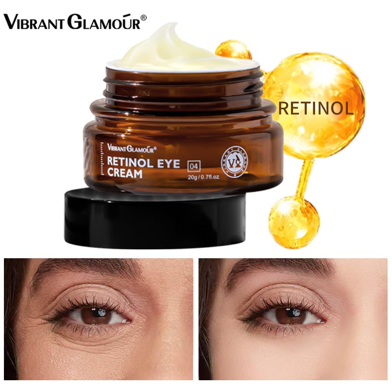 【BPOM】VIBRANT GLAMOUR Retinol Eye Cream Hyaluronic Acid Anti Aging Moisturizer Remove Wrinkle Whitening Eye Repair Serum Treatment Mata 20gr