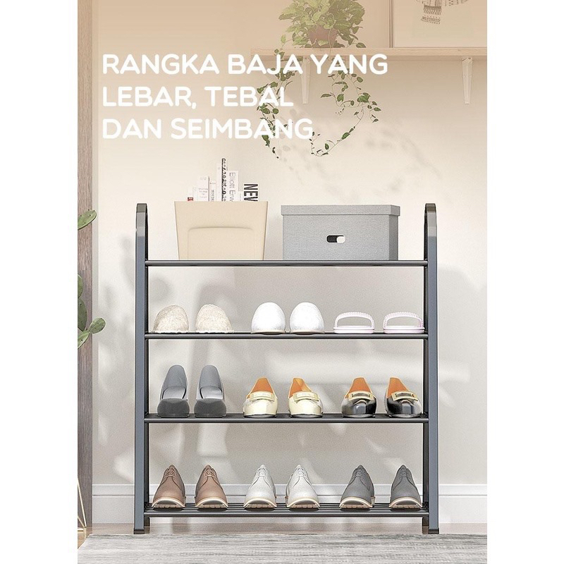 RAK SEPATU BONBOX BFS701 Rak Serbaguna 4 Susun Baja Design Tipe A Tinggi Kuat dan Tahan Lama BFS703