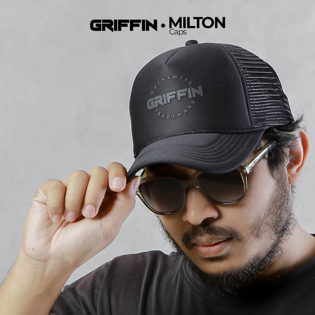 Topi Trucker Pria Keren Sablon Hi-Density Timbul Milton Hitam