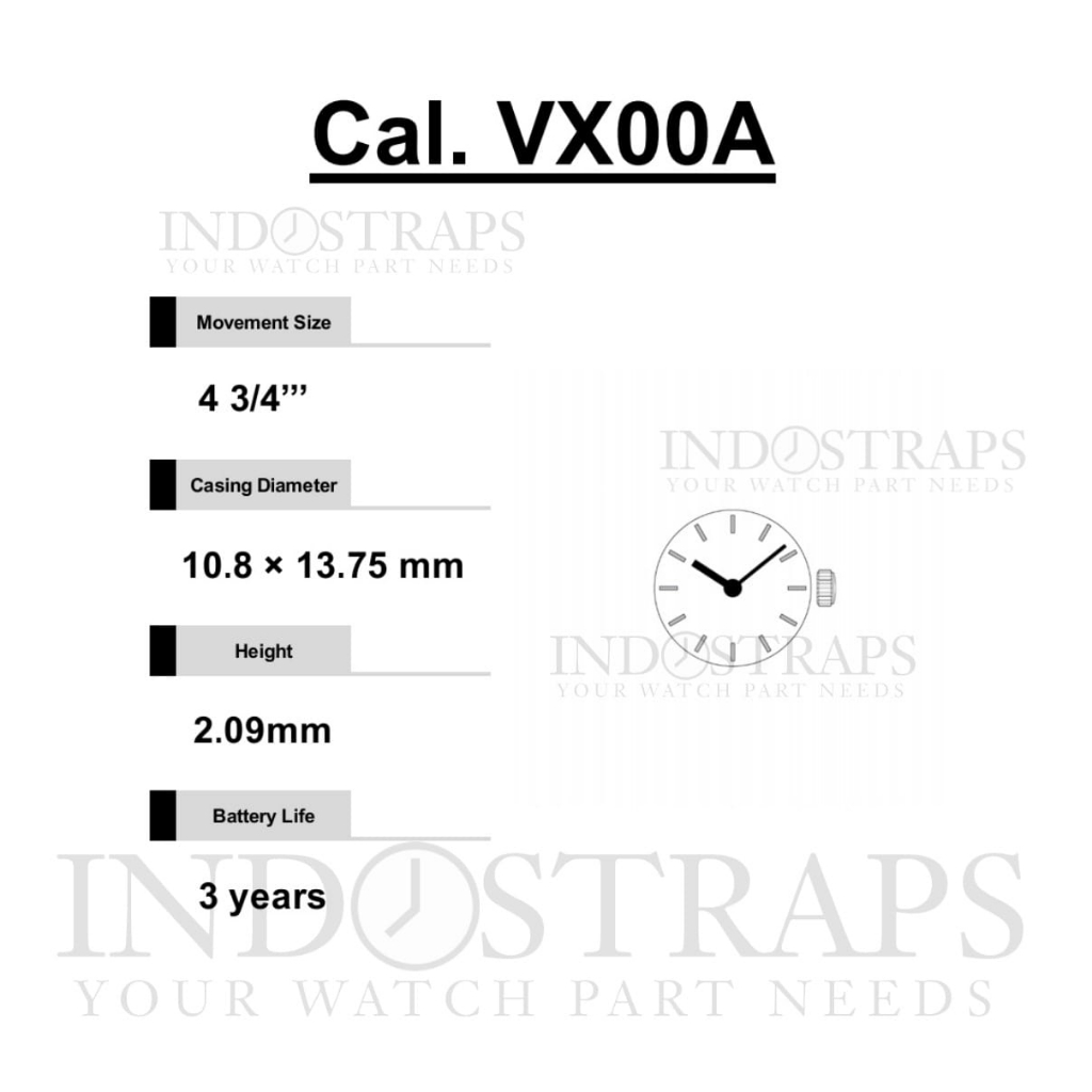 MESIN JAM TANGAN CHRONO EPSON CAL VX00A FREE STEM BATTERY WATCH MOVEMENT CAL. VX00 VX 00 A VX 00A VX-00A VX-00 VX-00-A MOVEMENTS BEST SELLER