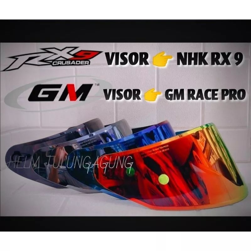 COD paket Flat visor nhk rx9 + Spoiler NHK RX9 Iridium blue iridium RX9 / gratis stiker visor