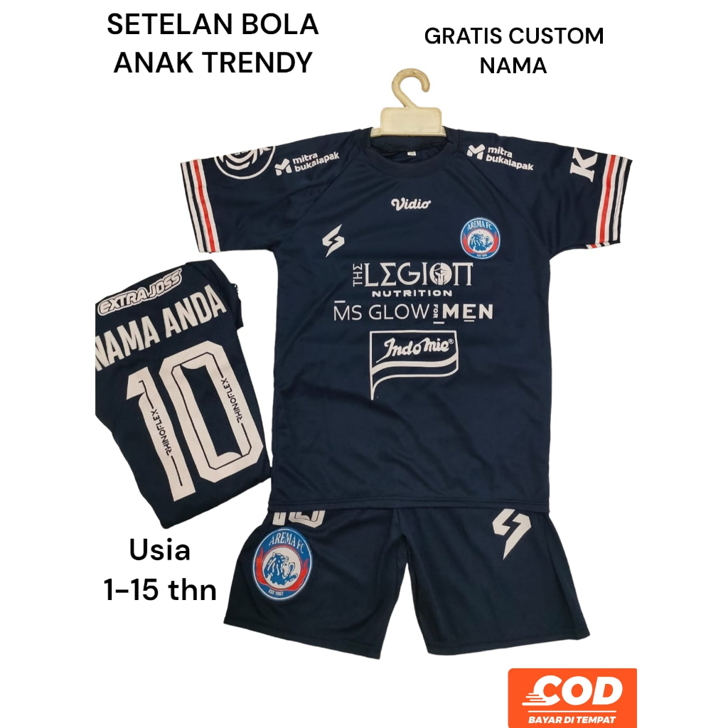 COD / SETELAN BAJU BOLA TERBARU 2023 KAOS ANAK LAKI LAKI TERMURAH PAKAIAN OLAHRAGA SEPAKBOLA KAOS FUTSAL AREMA CUSTOM NAMA FREE