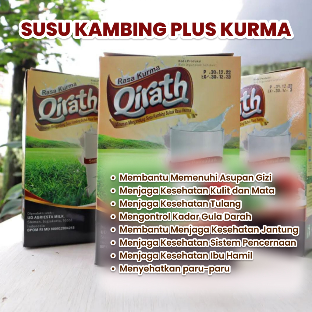 

Paket Hemat 3 Box QIRATH Plus Kurma, Susu Kambing Etawa Asli dengan tambahan ekstrak kurma