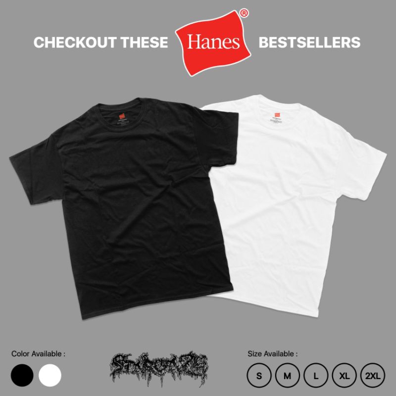Kaos Polos Hanes | Kaos Pria | Cotton Combed 24s | Katun | Kaos Built Up | Kaos Tanpa Jahitan Sampin