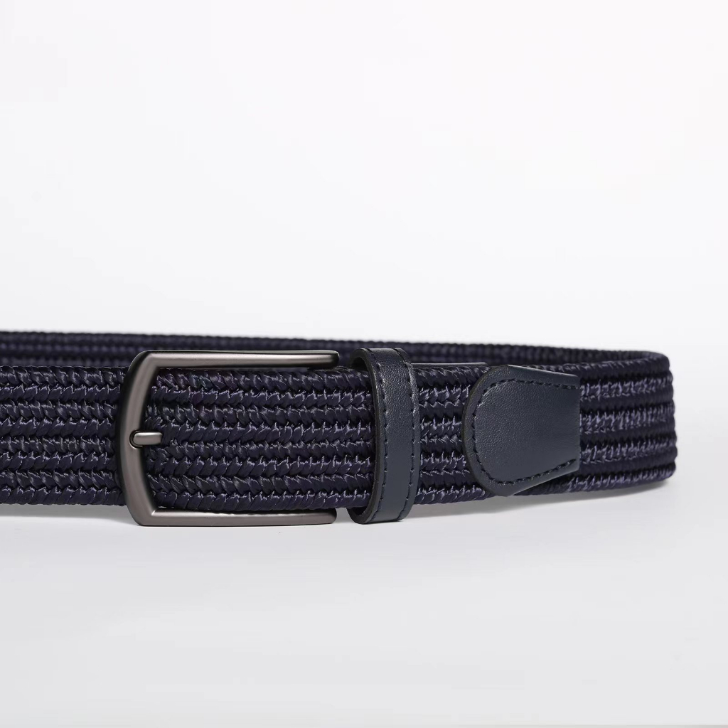 BGS-303 Sabuk Pria anyam, Classic Woven Stretch Belt, Ikat Pinggang Pria, Gesper Pria Import