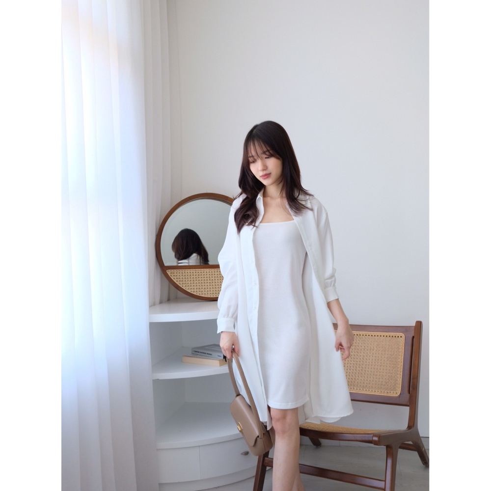 Kadaka D-0183 Kemeja Panjang Putih Cantik Wanita Free Inner