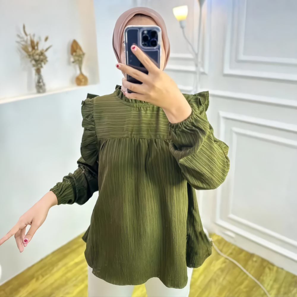 BLOUSE CHIKA BAHAN LADY CRUSH PEREMPUAN / ATASAN BLOUSE MODEL KOREAN STYLE TERBARU DAN KEKINIAN