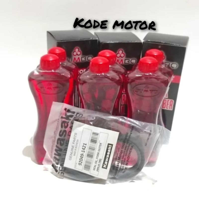 Oli Shock 6botol + Seal Shock Depan Kawasaki Ninja 250 Karbu , Ninja 250 Fi