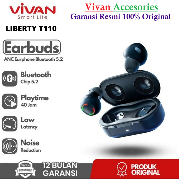 VIVAN Liberty T110 Earbuds ENC ANC Bluetooth 5.2 Earphone TWS BT 5.2