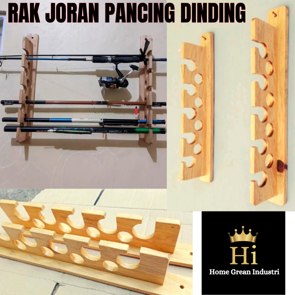 Rak Joran Pancing Dinding Tempat Joran Pancing Tegek Bahan Kayu Djati Bhelanda / Rak Joran Kayu