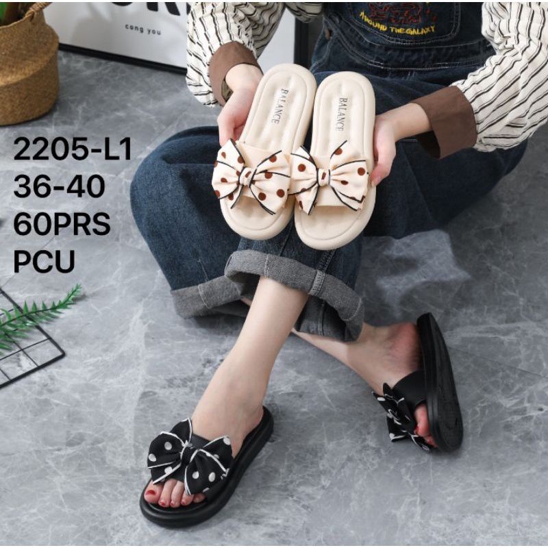 Sandal Selop Wanita Import Sandal Jelly Wanita Sandal Wanita Motif Pita Polkadot BALANCE Kekinian Terbaru Sendal Cewek Slip On