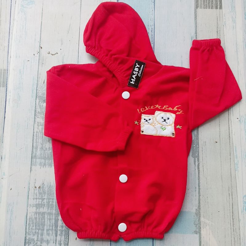 Jaket Bayi Bulu Halus Cewek Cowok Model Kancing 3-12 Bulan