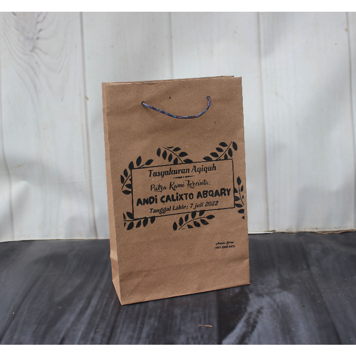 

Paper bag Wafer free Sablon ukuran 15,5x7,5 x25 | paperbag murah