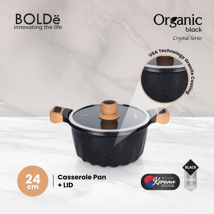 BOLDe Organic Black Crystal Series Set 8 Pcs (Panci Set Anti Lengket)