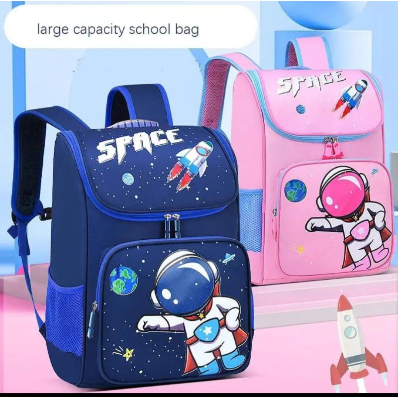 Tas sekolah anak astronot space tas ransel kapasitas besar banyak ruang untuk anak sekolah SD SMP - tas anak