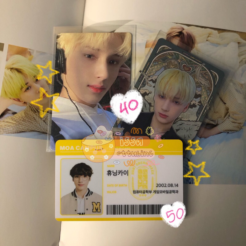 pc photocard hueningkai boy, hueningkai moa campus id