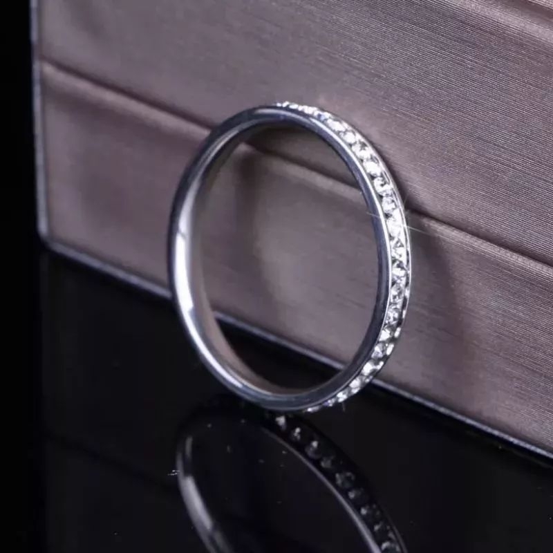 Cincin Titaniumsteel Silverr L: 3mm Full Aksen Mata Imitasi